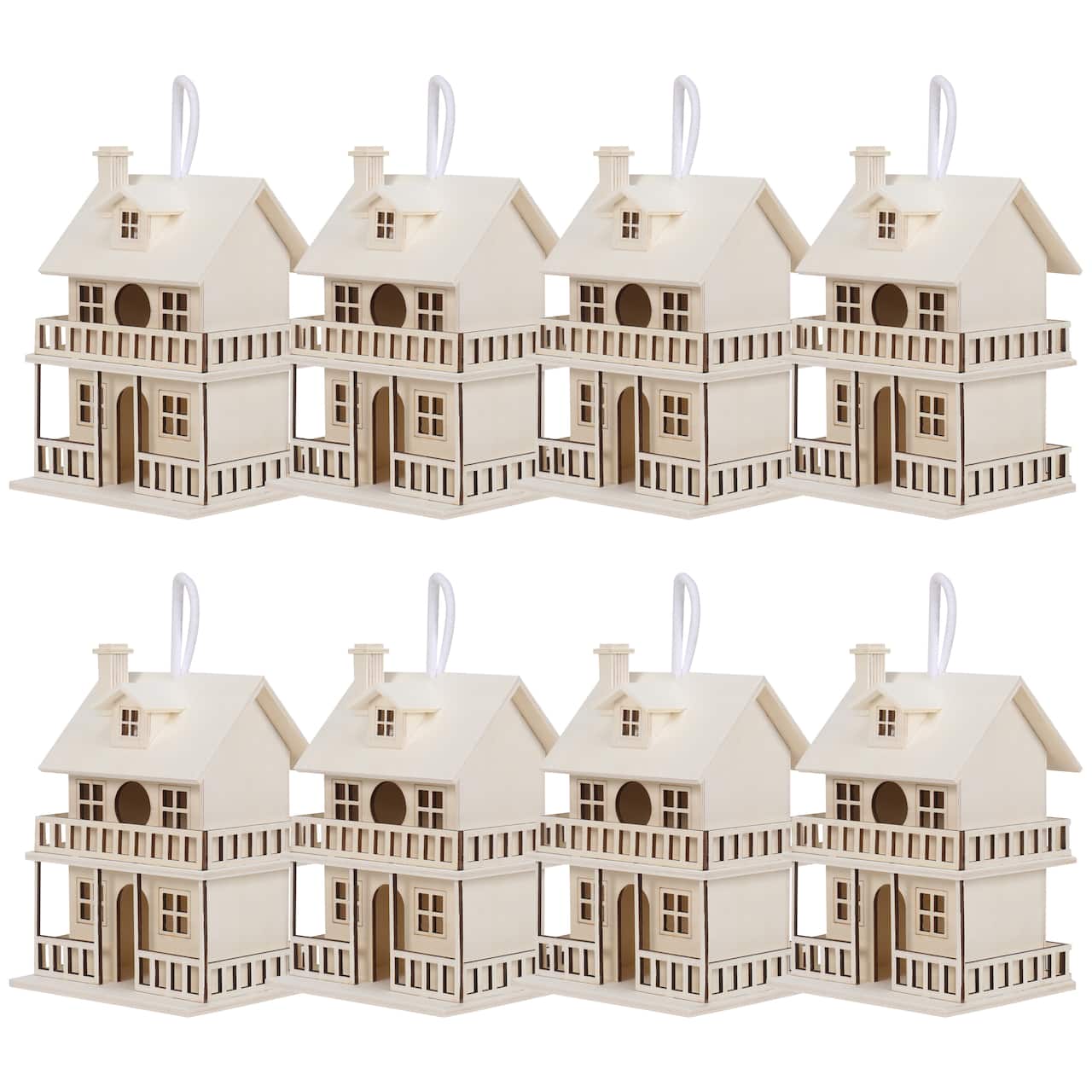 8 Pack: 9" Wood 2-Story Birdhouse by Make Market®
